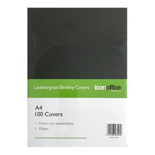ICON BINDING COVERS A4 L/GRAIN BLACK