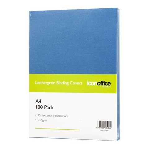 ICON BINDING COVERS A4 L/GRAIN BLUE