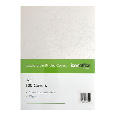 BINDING COVERS ICON LEATHERGRAIN WHITE
