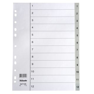 ESSELTE INDICES PP A4 1-12 GREY