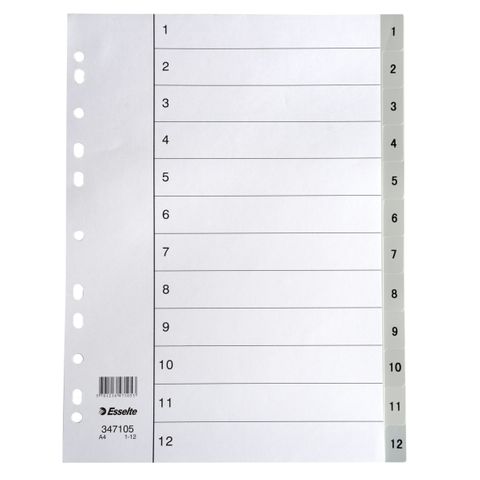 ESSELTE INDICES PP A4 1-12 GREY