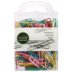 DIXON PAPER CLIPS TRIANGLE COLOURED 28MM