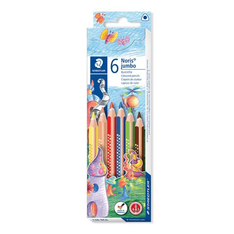 COLOURED PENCIL NC TRI. JUMBO PKT/6