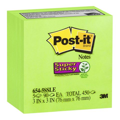 POST-IT SUPER STICKY NOTE 654-5SSLE LIME