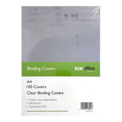 BINDING COVERS ICON CLEAR A4 200M PKT100