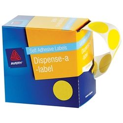 AVERY CIRCLE LABEL YELLOW 24MM PK500