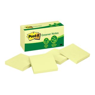 POST-IT GREENER NOTES 654-RP YELLOW PK12