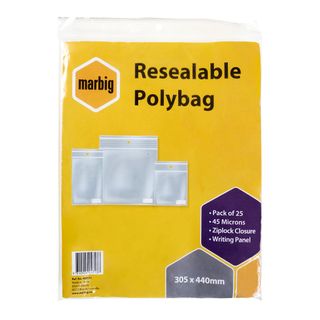 ZIP LOCK BAG 305 X 440MM PKT/25 MARBIG