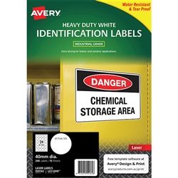 AVERY LASER LABELS L6112 40MM DIA PK/10