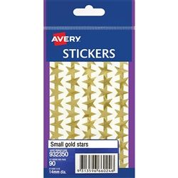 AVERY LABEL STARS SMALL GOLD PKT/90