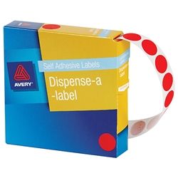 AVERY CIRCLE LABEL RED 14MM PK1050