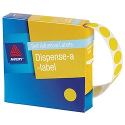 AVERY CIRCLE LABEL YELLOW 14MM PK1050