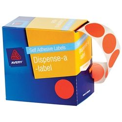 AVERY CIRCLE LABEL ORANGE 24MM PK500