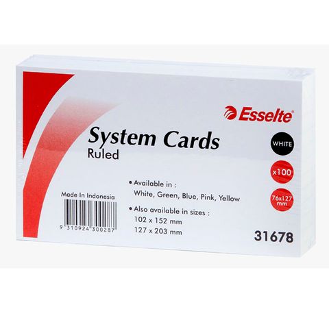 ESSELTE SYSTEM CARDS  RULED 5x3" PKT100