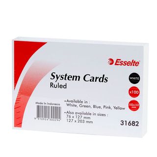 ESSELTE SYSTEM CARDS WHITE 6X4IN PK100