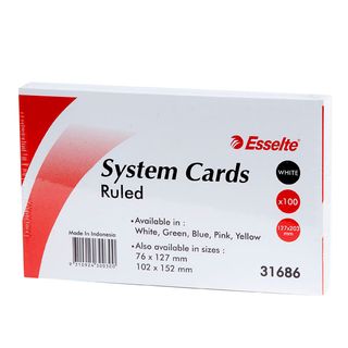 ESSELTE SYSTEM CARDS WHITE 8X5IN PK100