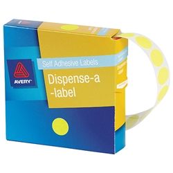 AVERY CIRCLE LABEL FLURO YELLOW 14MM