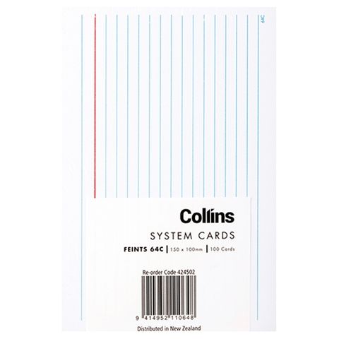 COLLINS SYSTEM CARD FEINTS 64C PK100