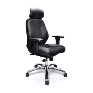 BURO EVEREST CHAIR BLACK LEATHER AND MES