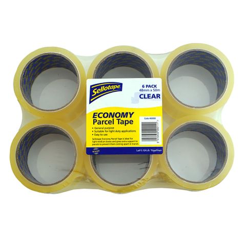 PARCEL TAPE SELLOTAPE 48X50MM CLR 6PK