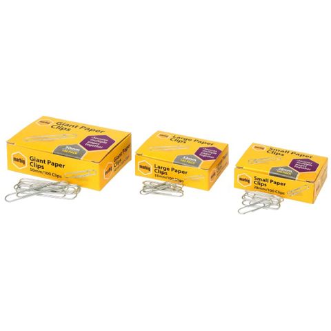 MARBIG PAPER CLIPS 28MM SMALL BX 100