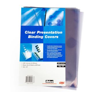 COVERS CLEAR IBICO A4 250 MICRON PKT/25