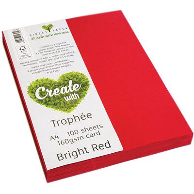 TROPHEE CARD A4 BRIGHT RED 210GM 100P