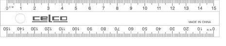 RULER PLASTIC CLEAR 15CM CELCO