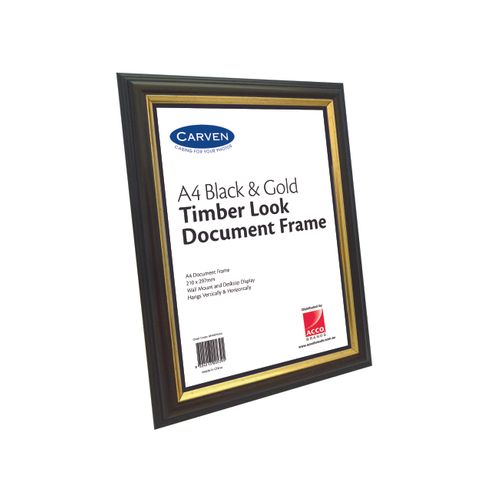 CARVEN DOCUMENT FRAME TIMBER LOOK/GLD A4