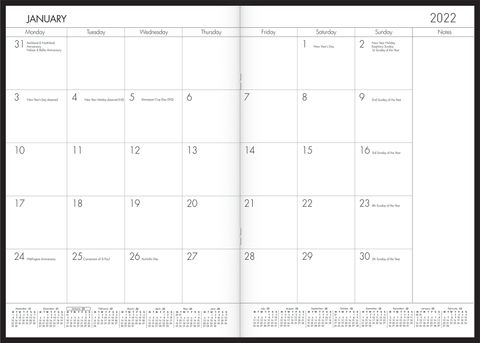 COLLINS A4 MONTHLY PLANNER BLACK PVC COV