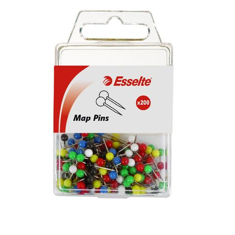 ESSELTE MAP PINS ASSORTED PK/200