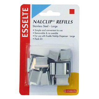 ESSELTE NALCLIP REFILLS LGE STEEL PK25