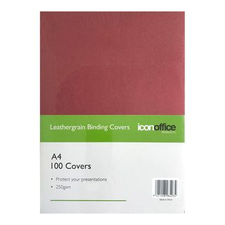 BINDING COVERS ICON A4 RED 250GSM PK/100