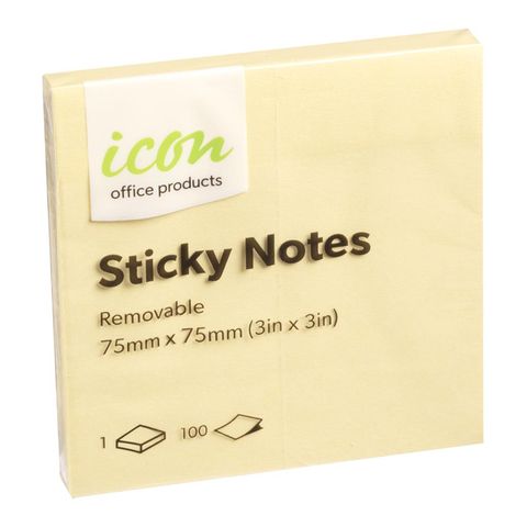 Icon Sticky Notes 75mm x 75mm Yellow