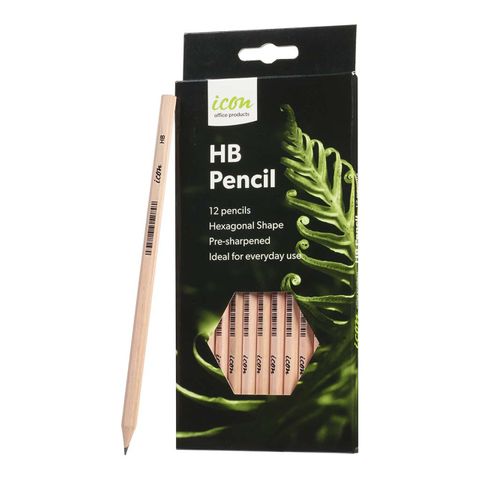 ICON HB PENCIL HEXAGONAL NATURAL PKT/12