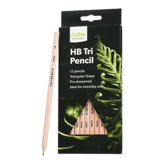 ICON HB PENCIL TRIANGULAR NATURAL PKT/12