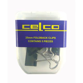 CELCO FOLD BACK CLIPS 25MM PKT/5.