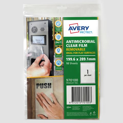 AVERY ANTI-MICROBIAL FILM A4 1UP 10SHEET