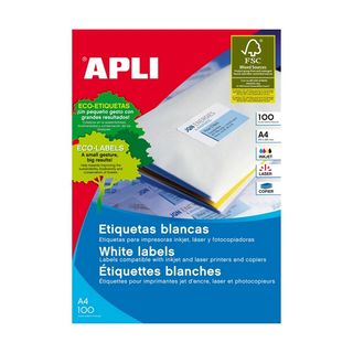 APLI LASER LABELS A4 WHITE 01264 2 UP