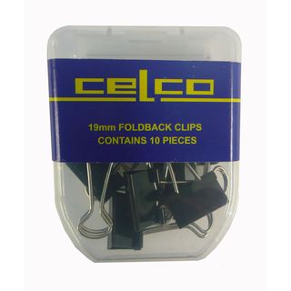 CELCO FOLD BACK CLIPS 19MM 10/PKT