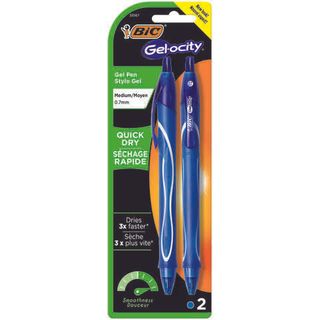 BIC PENS GELOCITY QD 0.7MM BLUE PKT/2