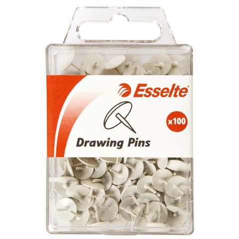 ESSELTE DRAWING PINS WHITE PKT/100