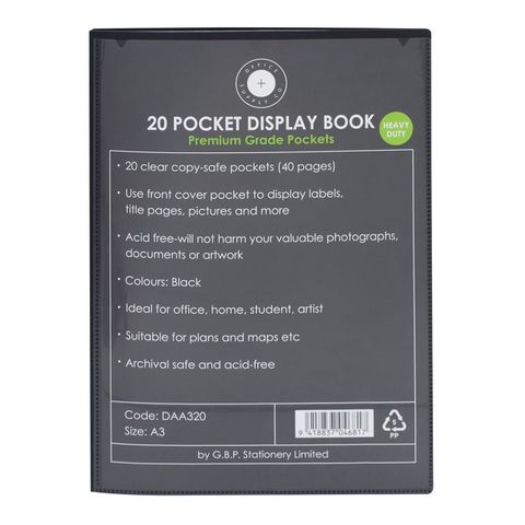 OSC Insert Display Book A3 20 Pocket Blk