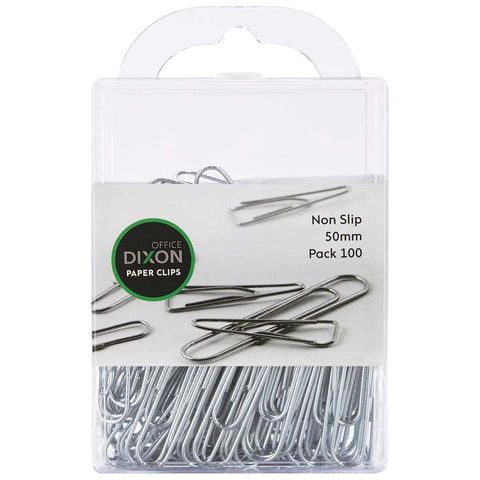 DIXON PAPER CLIPS 50MM NONSLIP PKT/100