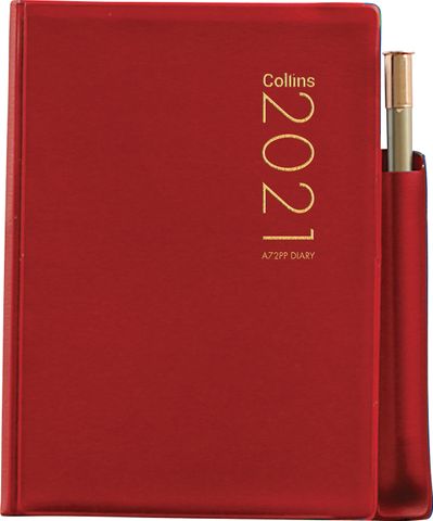 COLLINS DIARY A72PP PVC PENCIL RED O/Y