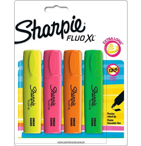 SHARPIE FLUO XL ASST HL CHISEL PK/4