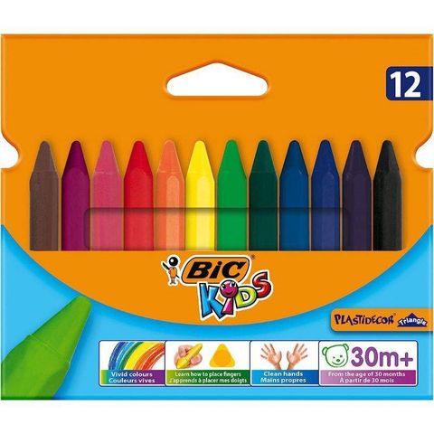 Colour Crayons Bic Kids Plastidecor 12PK