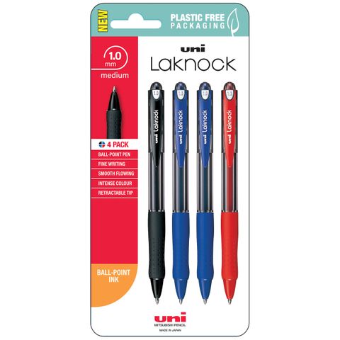 Uni Laknock 1.0mm Medium Retractable pk4