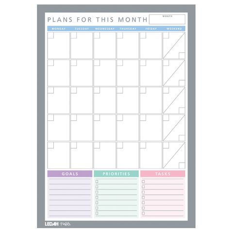 Ledah Pastels Monthly Desk Planner A4 20