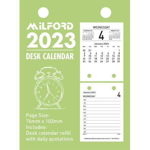 Milford Desk Calendar Refill Top Opening